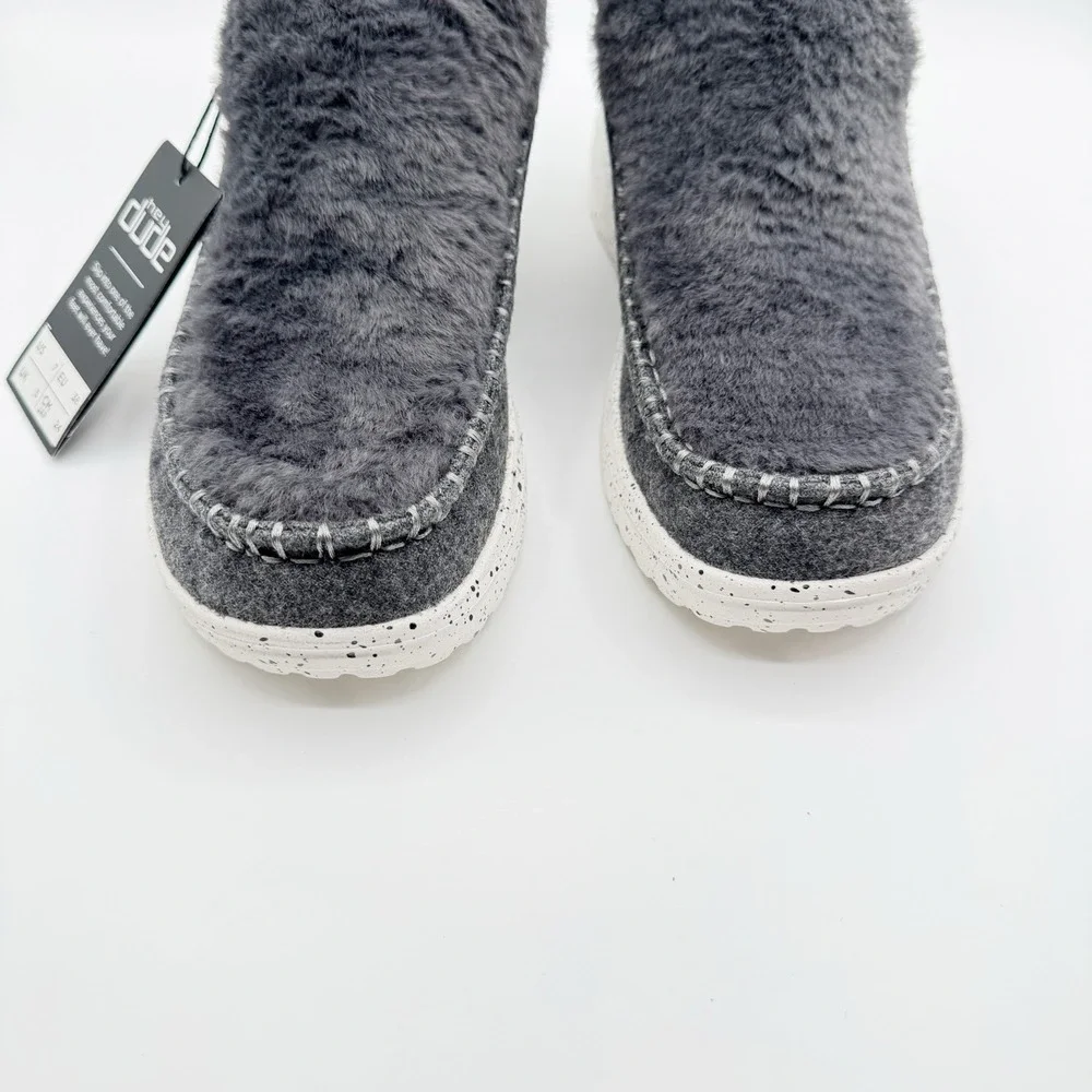 Size 7 - Hey Dude Denny Boots Moon Dream Faux Fur Women's NEW Grey